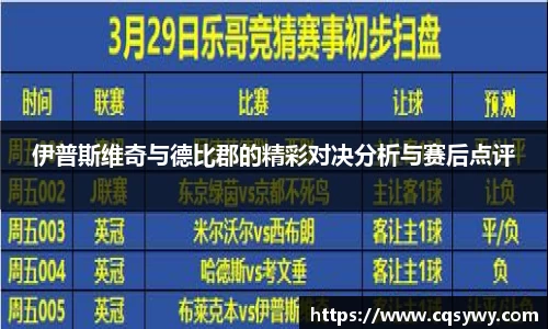 伊普斯维奇与德比郡的精彩对决分析与赛后点评